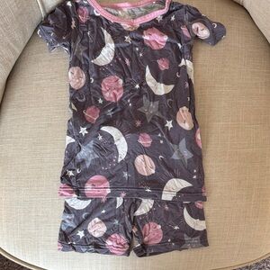 Little Sleepies Pink and Gray Moon Pajama Set
